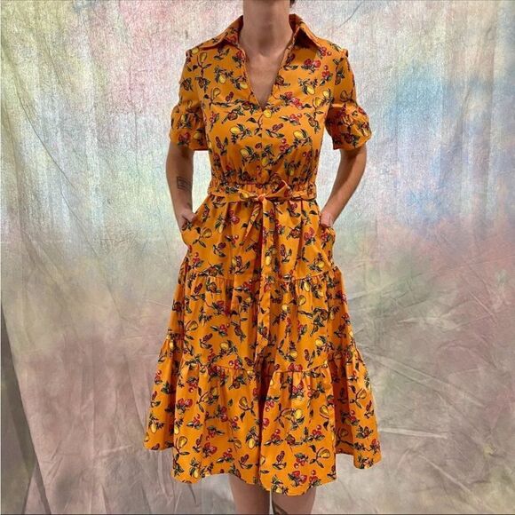 Donna Morgan Zenith multi fruit cotton dress size 8, NWT - Picture 3 of 12